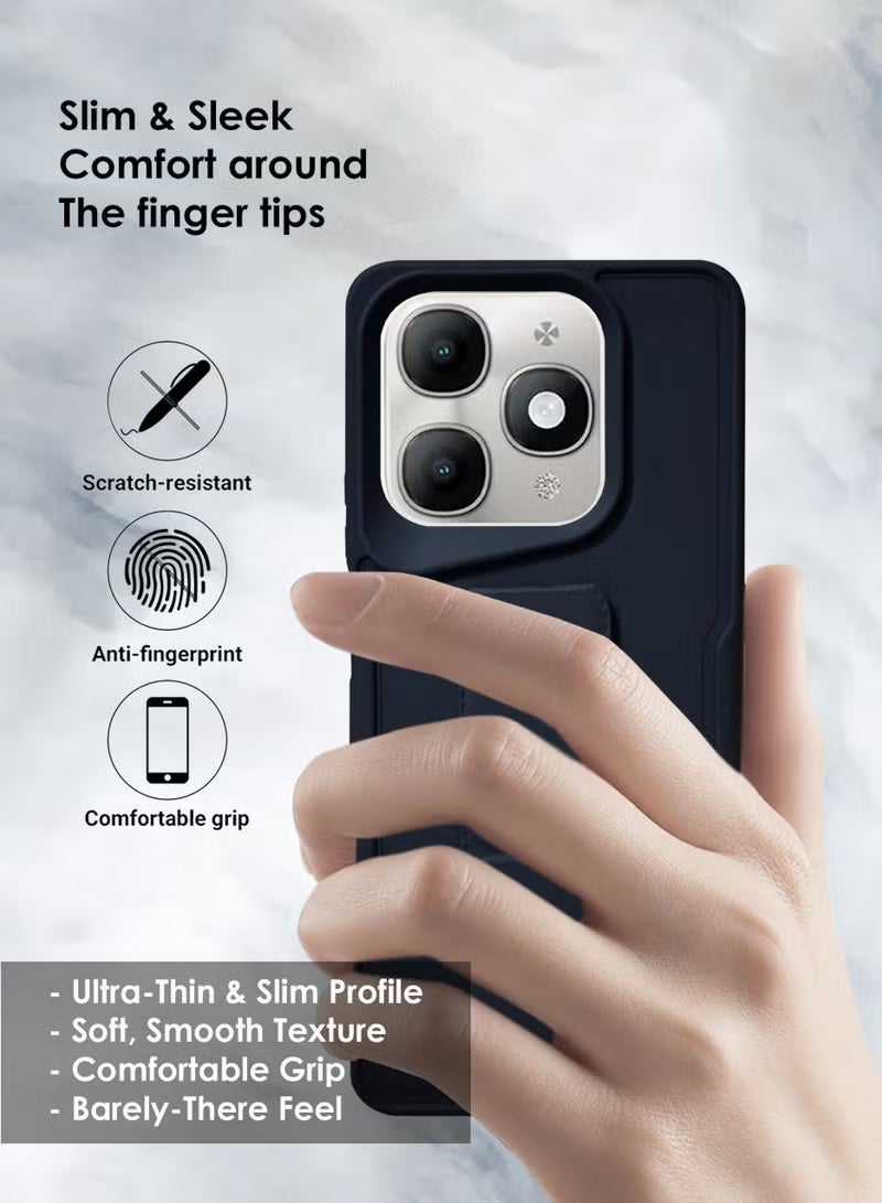 INEIX Itel A90 Hand Grip Case Cover - Magnetic Hand Grip Holder & Kickstand Case For Itel A90 - Strong Grip for Magnetic Car Holder, Stylish Silicone Case & Functional, Ultimate Convenience & Hands-Free Viewing - Dark Blue - Image 4