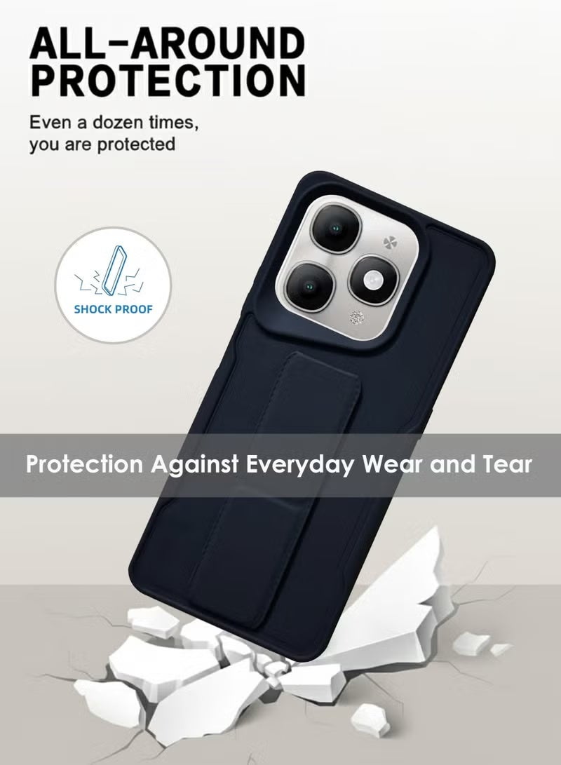 INEIX Itel A90 Hand Grip Case Cover - Magnetic Hand Grip Holder & Kickstand Case For Itel A90 - Strong Grip for Magnetic Car Holder, Stylish Silicone Case & Functional, Ultimate Convenience & Hands-Free Viewing - Dark Blue - Image 2