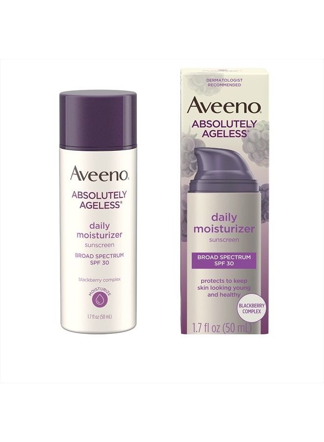 Aveeno Absolutely Ageless Daily Facial Moisturizer with Broad Spectrum SPF 30 Sunscreen, Antioxidant-Rich Blackberry Complex, Vitamins C & E, Hypoallergenic, Non-Comedogenic & Oil-Free, 1.7 fl. Oz - Image 1