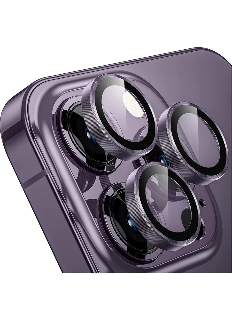 JAJEEK for iPhone 14 Pro - iPhone 14 Pro Max Camera Lens Protector, 9H Tempered Glass Camera Cover Screen Protector Metal Individual Ring for iPhone 14Pro 6.1 inch iPhone 14 ProMax 6.7 inch (Deep Purple) - Image 1