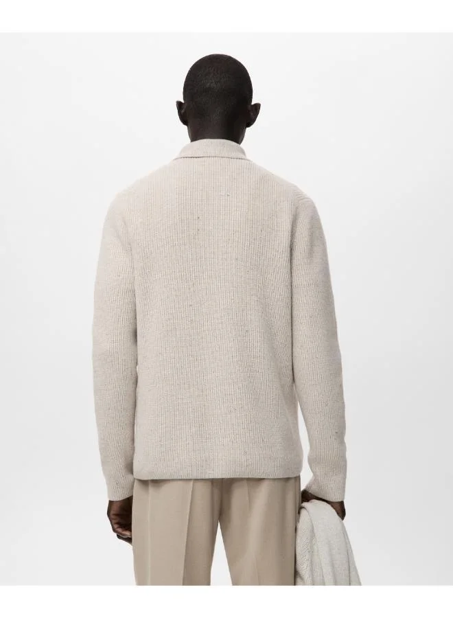 Mango Man Ribbed knit cardigan