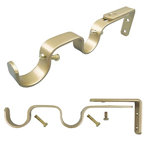 Kowibcl Heavy Duty Curtain Rod Brackets, Fits up to 1 inch Rods, Adjustable Double Curtain Rod Holders, Set of 6, Gold - Image 5