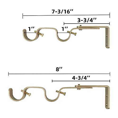 Kowibcl Heavy Duty Curtain Rod Brackets, Fits up to 1 inch Rods, Adjustable Double Curtain Rod Holders, Set of 6, Gold - Image 3