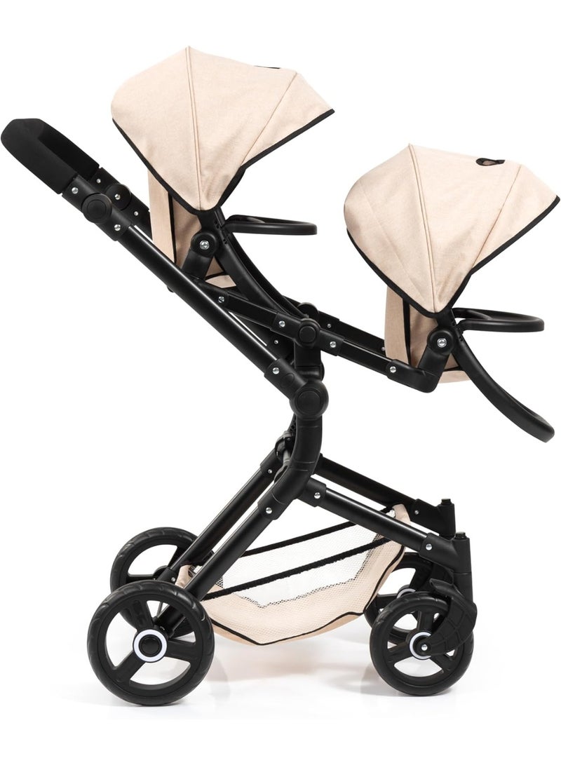 Bayer Design Twin NEO Twin Doll Pram with Bag, Height-Adjustable Handle, Swivel Slider, Seats Individually Pluggable, Movable Front Wheels, Integrated Basket - Image 2