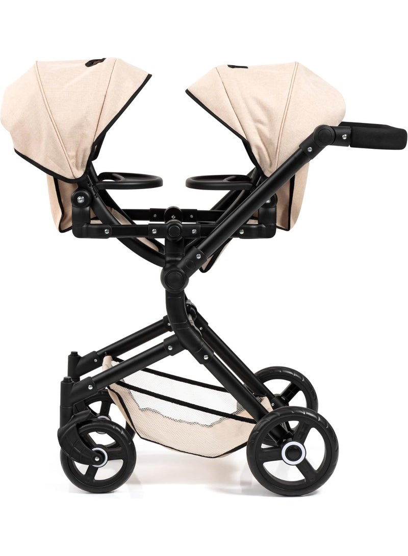 Bayer Design Twin NEO Twin Doll Pram with Bag, Height-Adjustable Handle, Swivel Slider, Seats Individually Pluggable, Movable Front Wheels, Integrated Basket - Image 3