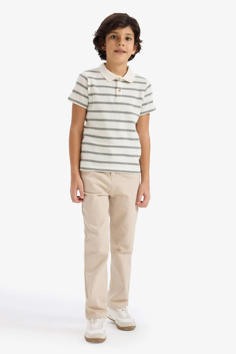 ديفاكتو Boy Regular Fit Striped Polo T-Shirt