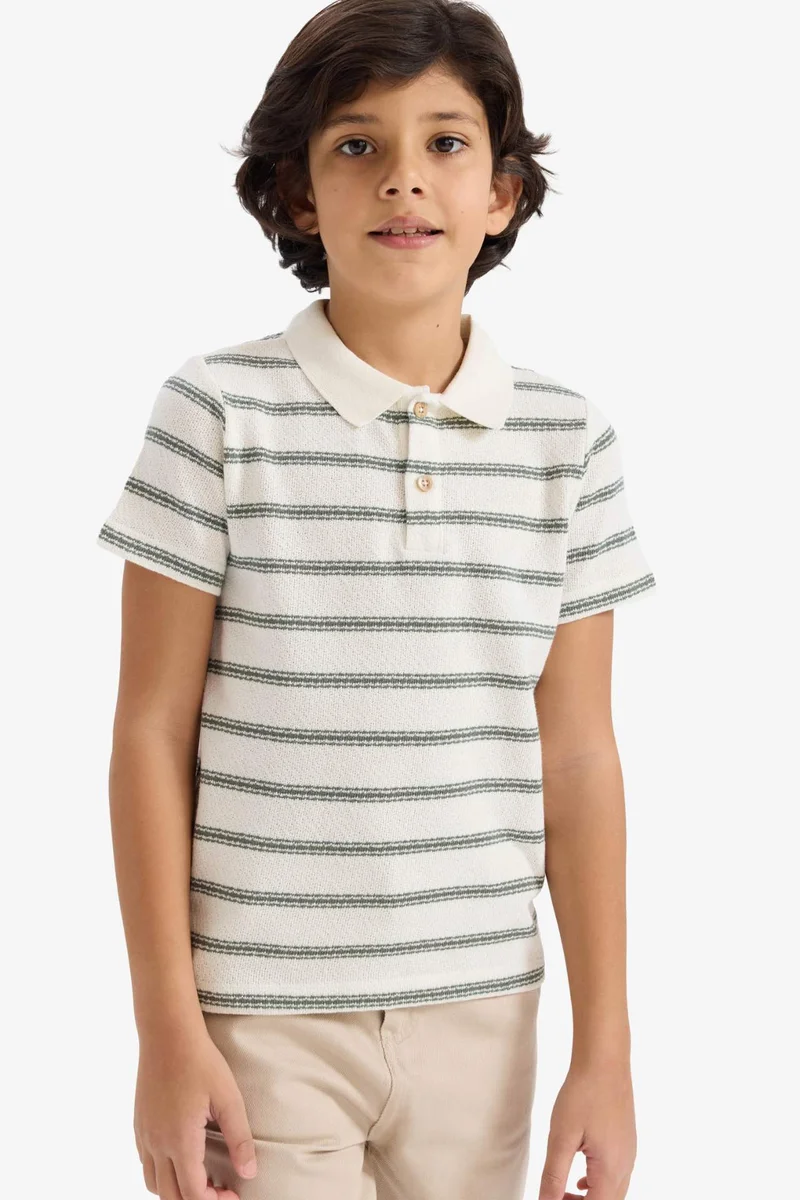 ديفاكتو Boy Regular Fit Striped Polo T-Shirt