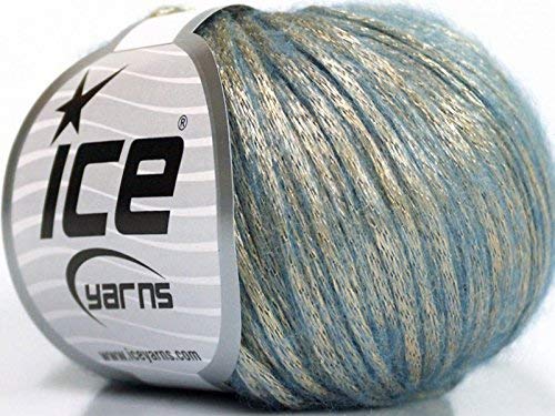 Ice Rock Star, Light Gold, Light Blue, Metallic Shine, Soft Nylon Merino Wool Acrylic Blend Yarn 50 Gram, 52019 - Image 4