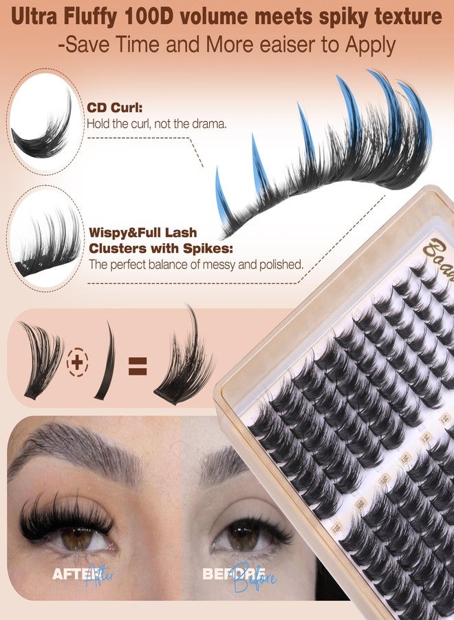Boahankuke Fluffy Lash Clusters with Spikes Wispy Eyelash Clusters 162PCS Manga Cluster Eyelash Extensions CD Curl Volume Individual Lashes 10-18mm Anime Cluster Lashes DIY Fairy Lash Extensions for Daily Wear - Image 3