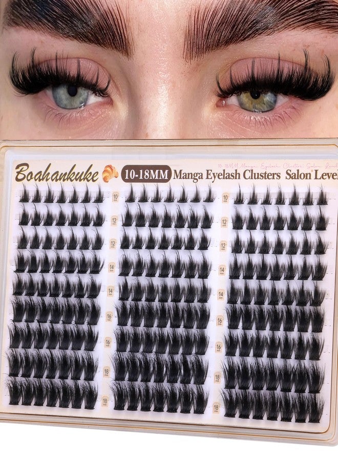 Boahankuke Fluffy Lash Clusters with Spikes Wispy Eyelash Clusters 162PCS Manga Cluster Eyelash Extensions CD Curl Volume Individual Lashes 10-18mm Anime Cluster Lashes DIY Fairy Lash Extensions for Daily Wear - Image 1