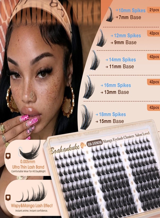 Boahankuke Fluffy Lash Clusters with Spikes Wispy Eyelash Clusters 162PCS Manga Cluster Eyelash Extensions CD Curl Volume Individual Lashes 10-18mm Anime Cluster Lashes DIY Fairy Lash Extensions for Daily Wear - Image 2
