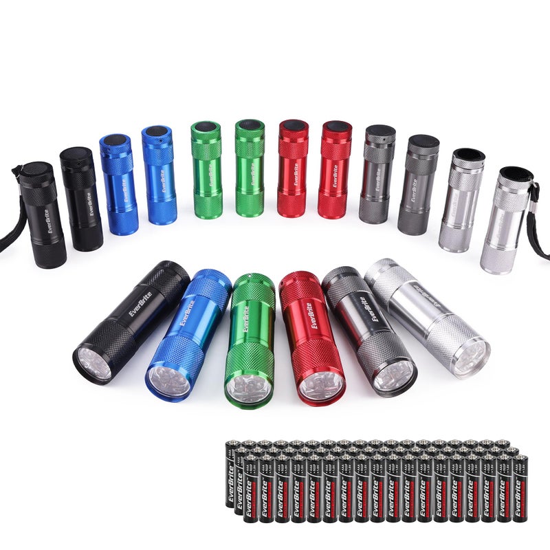 EverBrite 18-Pack Mini LED Flashlight Set - Portable Flashlights Ideal for Hurricane Supplies Camping, Night Reading, Cycling, BBQ, Party, Backpacking - Includes Lanyard & 54 x AAA Batteries - Image 1