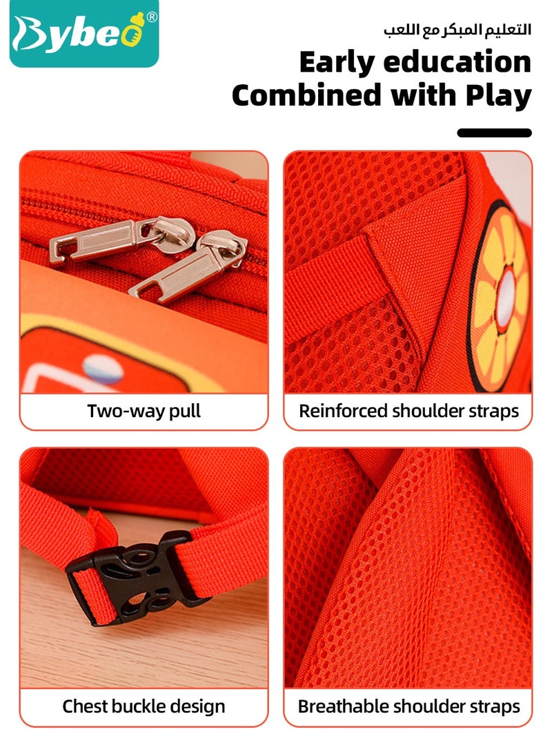 Bybeo Kids Backpack, Toddler School Bag, Small Kids Daypack, Baby Preschool Bag, Cute Car Shape Travel Bag for Baby Boys and Girls, Perfect for Kindergarten, Travel, School - Image 5