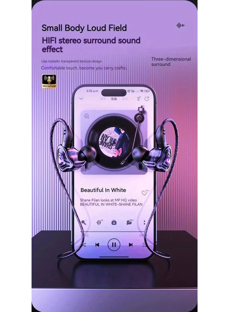 9D Super Bass In-Ear Wired Headset with HD Microphone - 3.5mm Jack, Noise-Canceling, High-Fidelity Sound, Volume Control, Semi-Open-Back Design for Gaming, Sports & Calls - Compatible with for samsung, Millet, OPPO & More, Gaming Headset | Sleek Headset | Durable Headset - Image 4