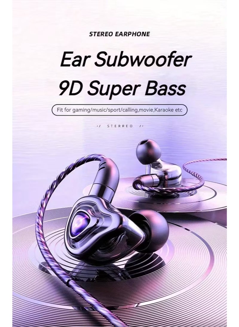 9D Super Bass In-Ear Wired Headset with HD Microphone - 3.5mm Jack, Noise-Canceling, High-Fidelity Sound, Volume Control, Semi-Open-Back Design for Gaming, Sports & Calls - Compatible with for samsung, Millet, OPPO & More, Gaming Headset | Sleek Headset | Durable Headset - Image 2