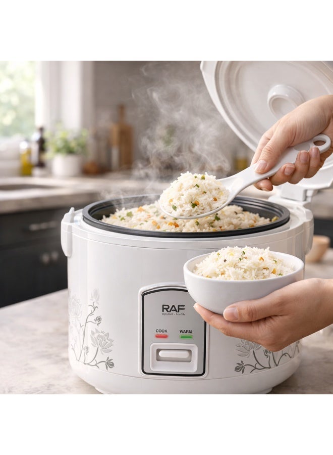 آر إيه أف طباخ أرز كهربائي متعدد الاستخدامات من RAF بقوة 900 واط | سعة كبيرة 5 لترات | طلاء مانع للالتصاق، درجة حرارة ثابتة | جهاز مطبخ صحي يستهلك زيتًا أقل بنسبة 80% - Image 5