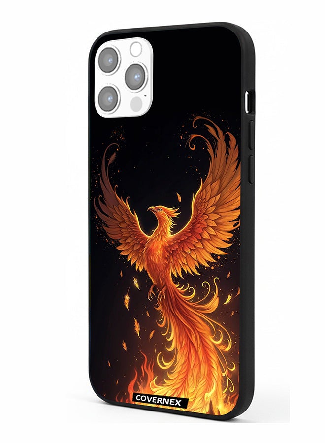 Covernex Apple iPhone 12 Pro Protective Case Cover Printed Featuring Majestic Mythical Phoenix Illustration - Image 1