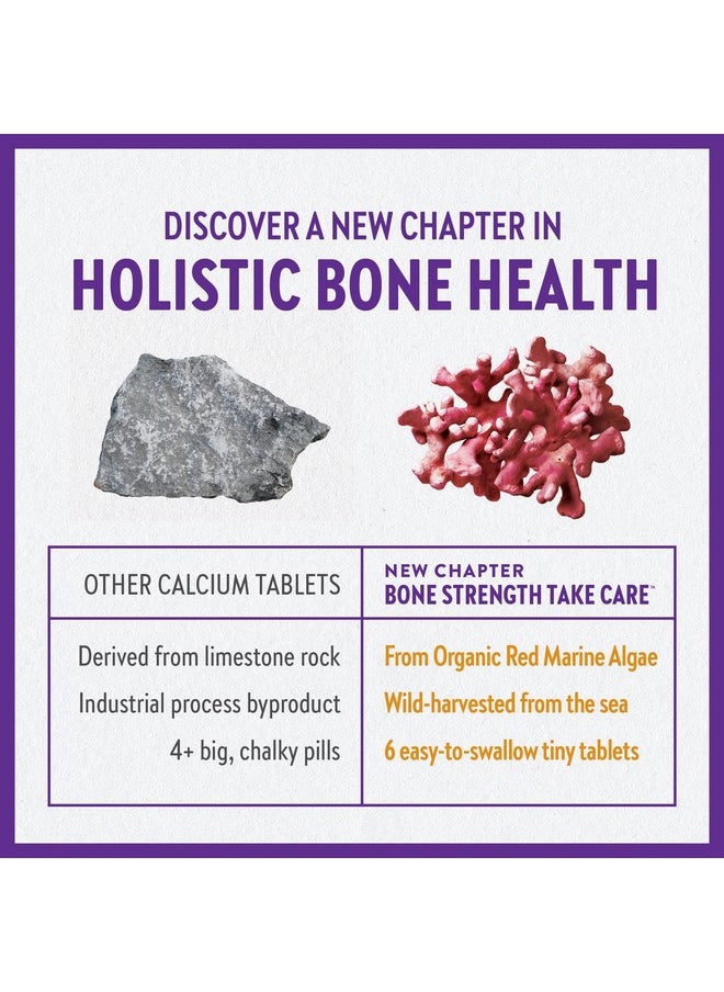 Calcium Supplement Bone Strength Tiny Tabs Organic Red Marine Algae Calcium With Vitamin D3+K2 + Magnesium 70+ Trace Minerals For Bone Health Gluten Free Easy To Swallow 240 Ct