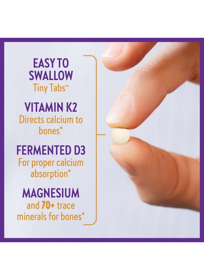 Calcium Supplement Bone Strength Tiny Tabs Organic Red Marine Algae Calcium With Vitamin D3+K2 + Magnesium 70+ Trace Minerals For Bone Health Gluten Free Easy To Swallow 240 Ct