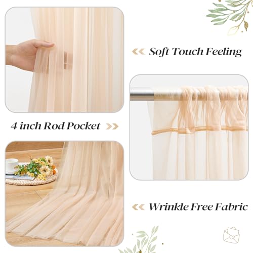 Shillance 10ft x 10ft Champagne Backdrop Curtain with Lights String for Parties, Sheer Wedding Photo Backdrops Drapes for Baby Shower Birthday Party Decorations Background for Photography - Image 4