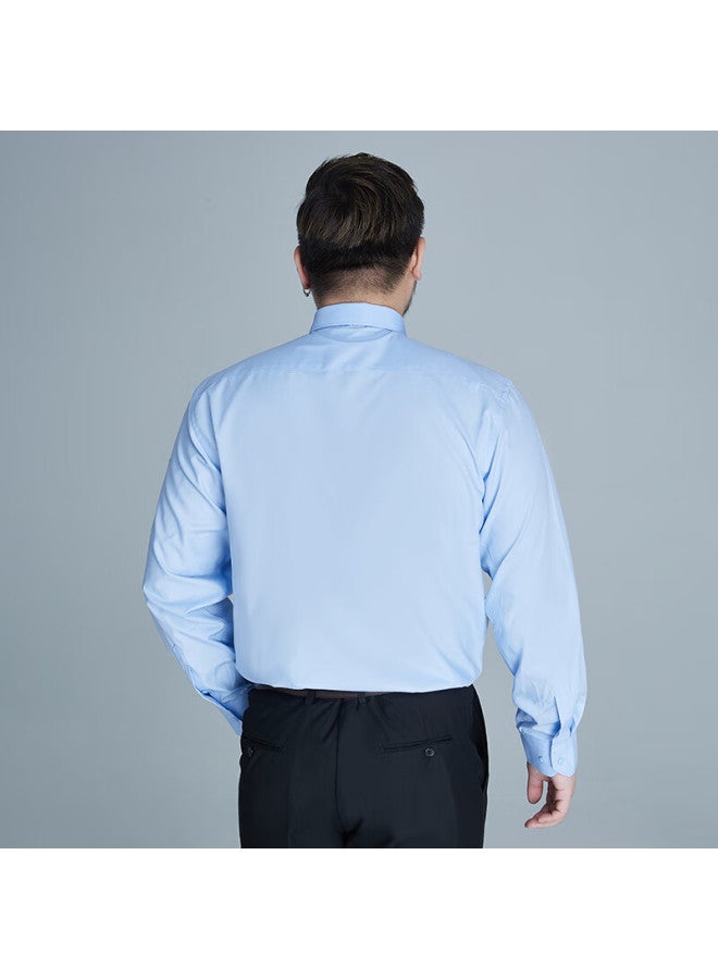 Ayoupang Men's Plus Size Long Sleeve Business Shirt Solid Color Formal Professional Shirt Plus Size Commuting Workwear Sky Blue 8xl - Image 5
