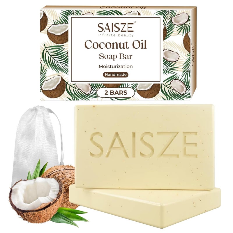 SAISZE Handmade Coconut and Shea Butter Soap 8 oz Cold Process Organic Soap Enriched with Coconut oil Shea Body Soap Bars for Women and Men - Image 1