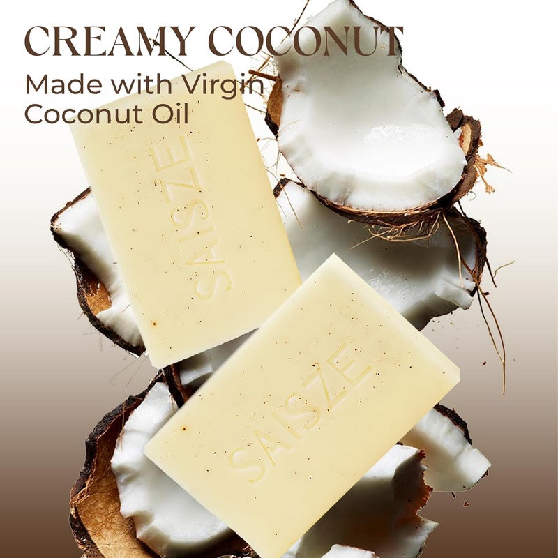 SAISZE Handmade Coconut and Shea Butter Soap 8 oz Cold Process Organic Soap Enriched with Coconut oil Shea Body Soap Bars for Women and Men - Image 2
