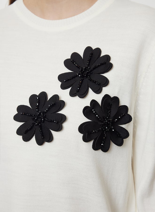 trendyol Stone Large Flower Detailed Knitwear Sweater TCTAW25AK00045 - Image 4