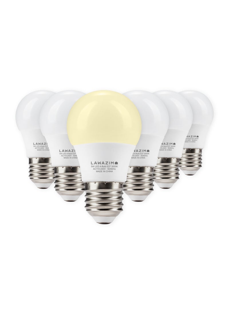LAWAZIM 5W LED Bulb A50 E27 - 6 Piece 3000K Warm White - Energy Saving 35W Equivalent Non-Dimmable Lightbulbs with 400 Lumens and a Lifespan of 15,000 Hours - for Home, Kitchen, and Bedroom Lighting  - Image 1