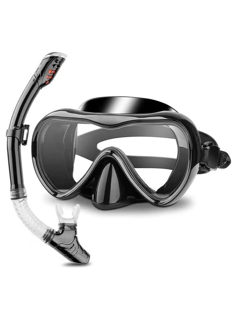 بست قناع غطس مع أحدث نظام تنفس جاف، قابل للطي بزاوية 180 درجة، نظارات غطس بانورامية من الزجاج المقوى، مضاد للضباب، مضاد للتسرب، معدات غطس للبالغين والشباب - Image 1