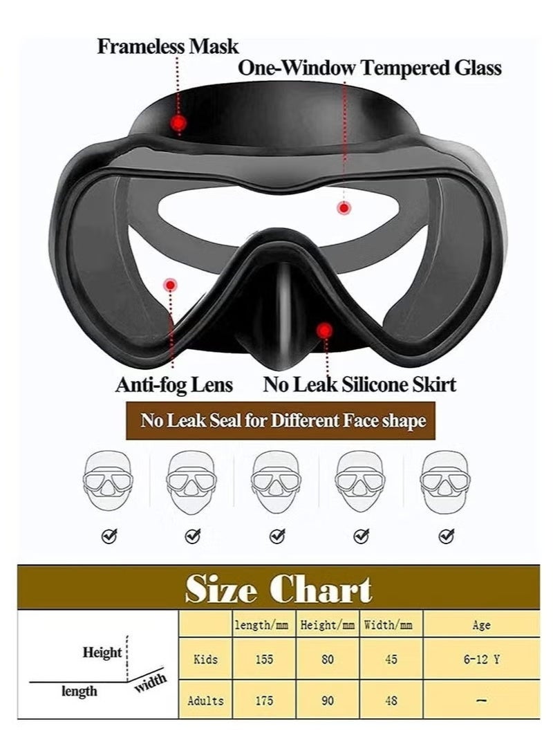 بست قناع غطس مع أحدث نظام تنفس جاف، قابل للطي بزاوية 180 درجة، نظارات غطس بانورامية من الزجاج المقوى، مضاد للضباب، مضاد للتسرب، معدات غطس للبالغين والشباب - Image 2