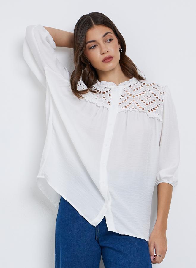 تايك تو بلوزة فضفاضة بتفاصيل فتحات - Image 3