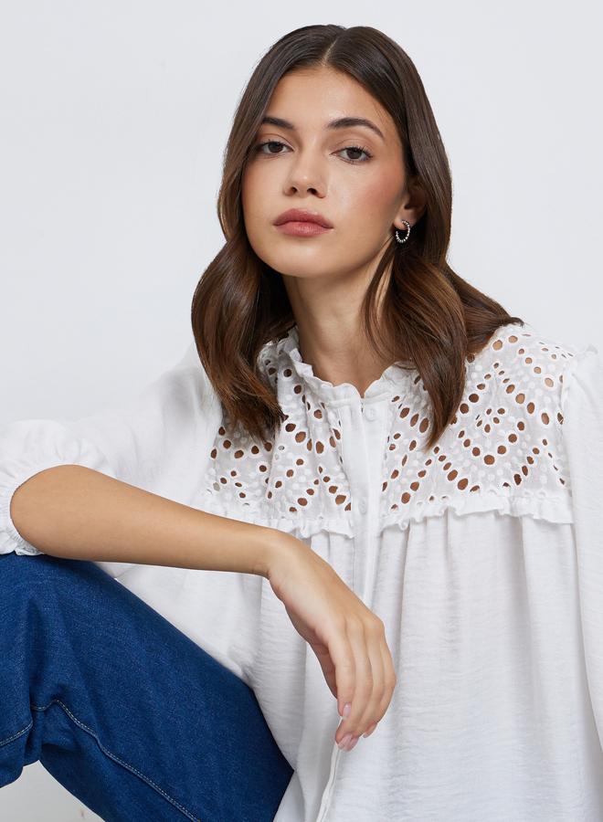 تايك تو بلوزة فضفاضة بتفاصيل فتحات - Image 1