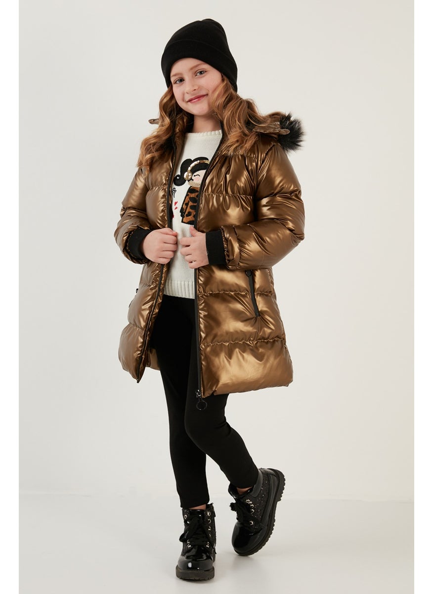 Lela Plush Lined Faux Fur Collar Removable Hooded Winter Coat Girls' Coat 5761908  - Image 3