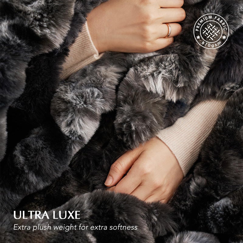 EverGrace Ultra Soft Luxury Fluffy Faux Rabbit Fur Throw Blanket, Thick Warm Bubble Throw for Bed, Cozy Plush Reversible Blankets for Couch, Chair, Sofa, Charcoal Grey Heather, 50x60 Inches - Image 3