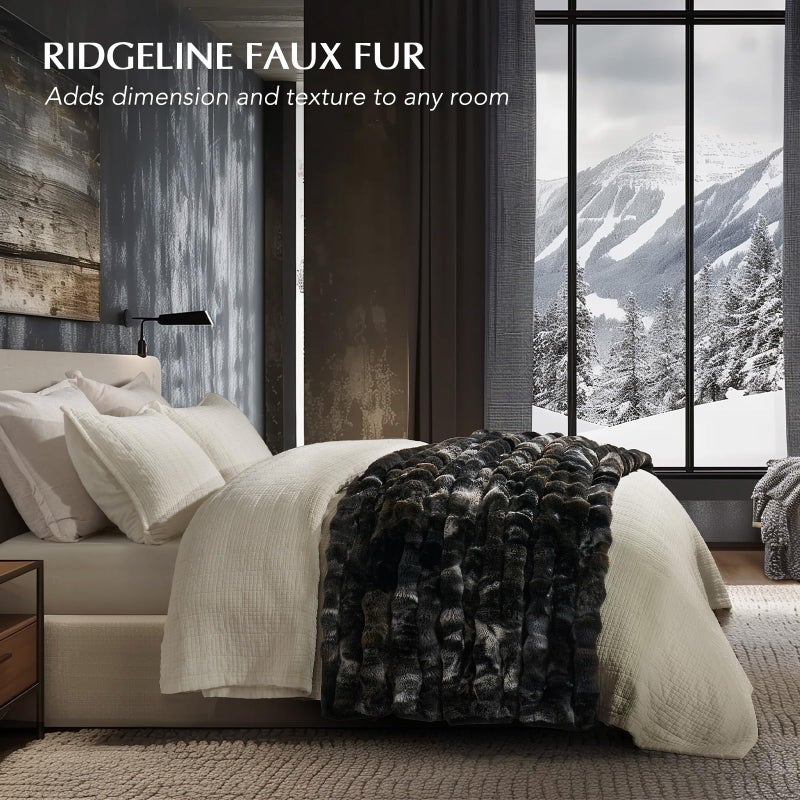 EverGrace Ultra Soft Luxury Fluffy Faux Rabbit Fur Throw Blanket, Thick Warm Bubble Throw for Bed, Cozy Plush Reversible Blankets for Couch, Chair, Sofa, Charcoal Grey Heather, 50x60 Inches - Image 2