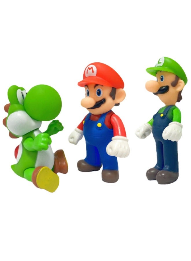 مجموعة شخصيات سوبر ماريو مكونة من 3 قطع، تمثال نموذج سلسلة الرسوم المتحركة ماريو من الرسوم المتحركة، ألعاب نموذج شخصيات PVC ممتازة، لديكورات سطح المكتب/المقتنيات، هدايا للمعجبين (ماريو/لويجي/يوشي) - Image 1