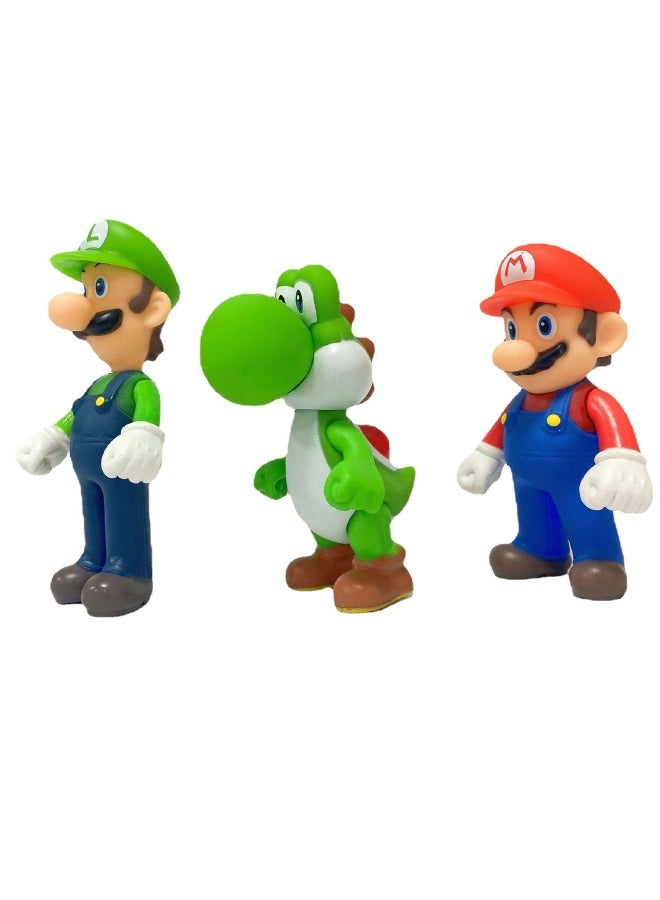 مجموعة شخصيات سوبر ماريو مكونة من 3 قطع، تمثال نموذج سلسلة الرسوم المتحركة ماريو من الرسوم المتحركة، ألعاب نموذج شخصيات PVC ممتازة، لديكورات سطح المكتب/المقتنيات، هدايا للمعجبين (ماريو/لويجي/يوشي) - Image 3