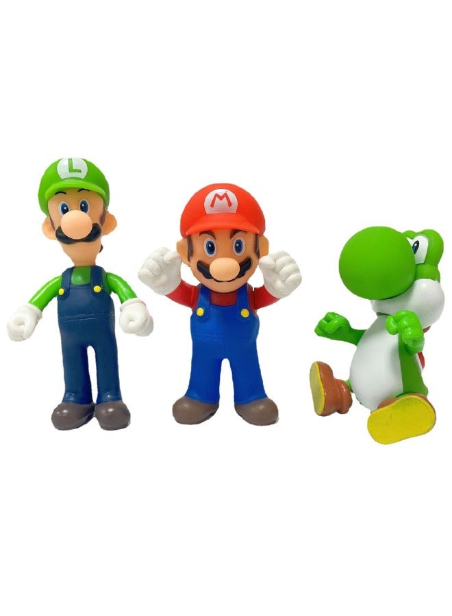 مجموعة شخصيات سوبر ماريو مكونة من 3 قطع، تمثال نموذج سلسلة الرسوم المتحركة ماريو من الرسوم المتحركة، ألعاب نموذج شخصيات PVC ممتازة، لديكورات سطح المكتب/المقتنيات، هدايا للمعجبين (ماريو/لويجي/يوشي) - Image 2
