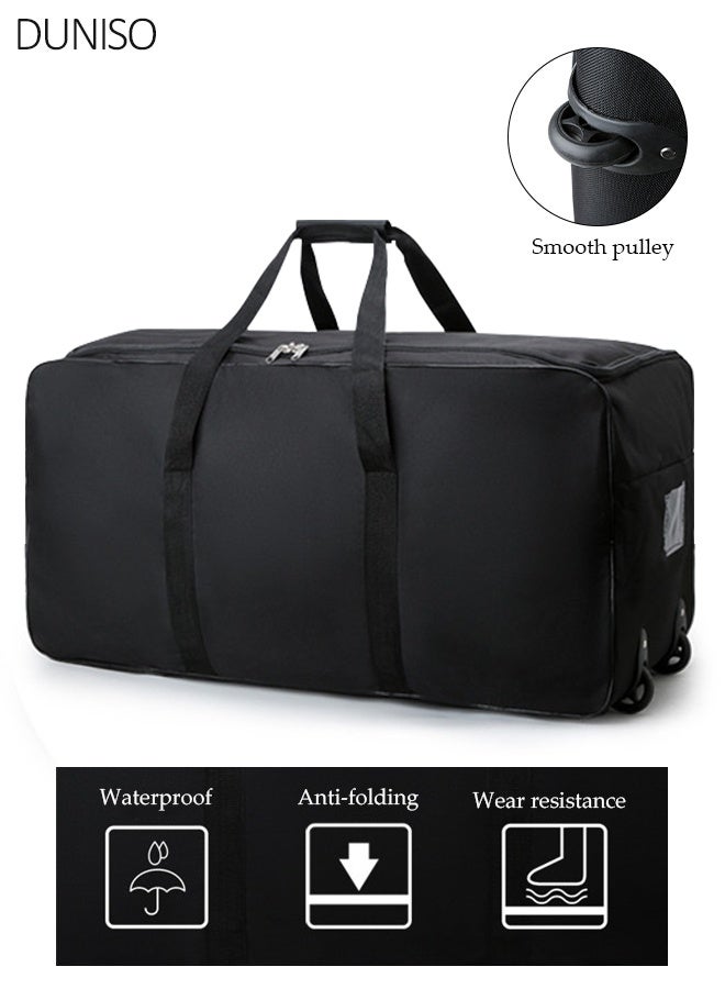 DUNISO Expandable Rolling Duffle Bag with 2 Wheels, olling Wheeled Suitcase Travel Oxford Duffel Bag without Telescoping Handle, Foldable Carry On Duffel Bag, Water-Resistant Travel Weekend Bag for Women Men - Image 1