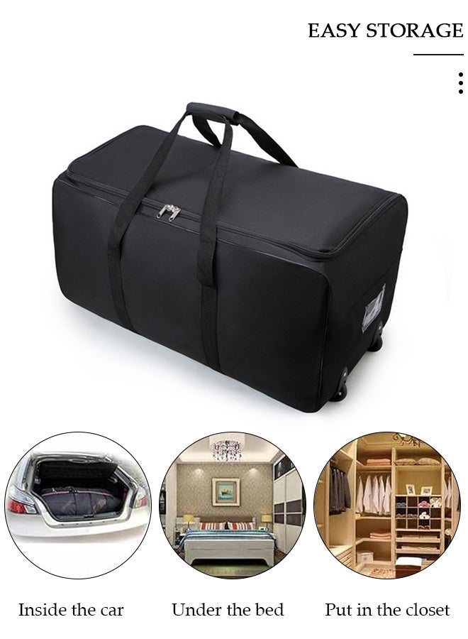 DUNISO Expandable Rolling Duffle Bag with 2 Wheels, olling Wheeled Suitcase Travel Oxford Duffel Bag without Telescoping Handle, Foldable Carry On Duffel Bag, Water-Resistant Travel Weekend Bag for Women Men - Image 4