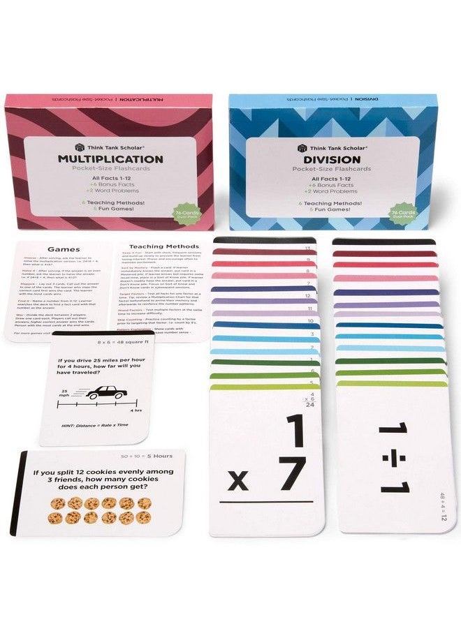 Think Tank Scholar - Multiplication And Division Flash Cards (300 Facts) Award Winning Math Facts 1 12 Flashcards Set Kids Ages 8+ 3Rd 4Th 5Th 6Th Grade 6 Teaching Methods 5 Games For Learning - Image 1