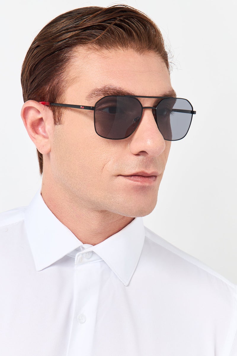 FILA Men SFI278 Octagonal Sunglasses, Black - Image 2