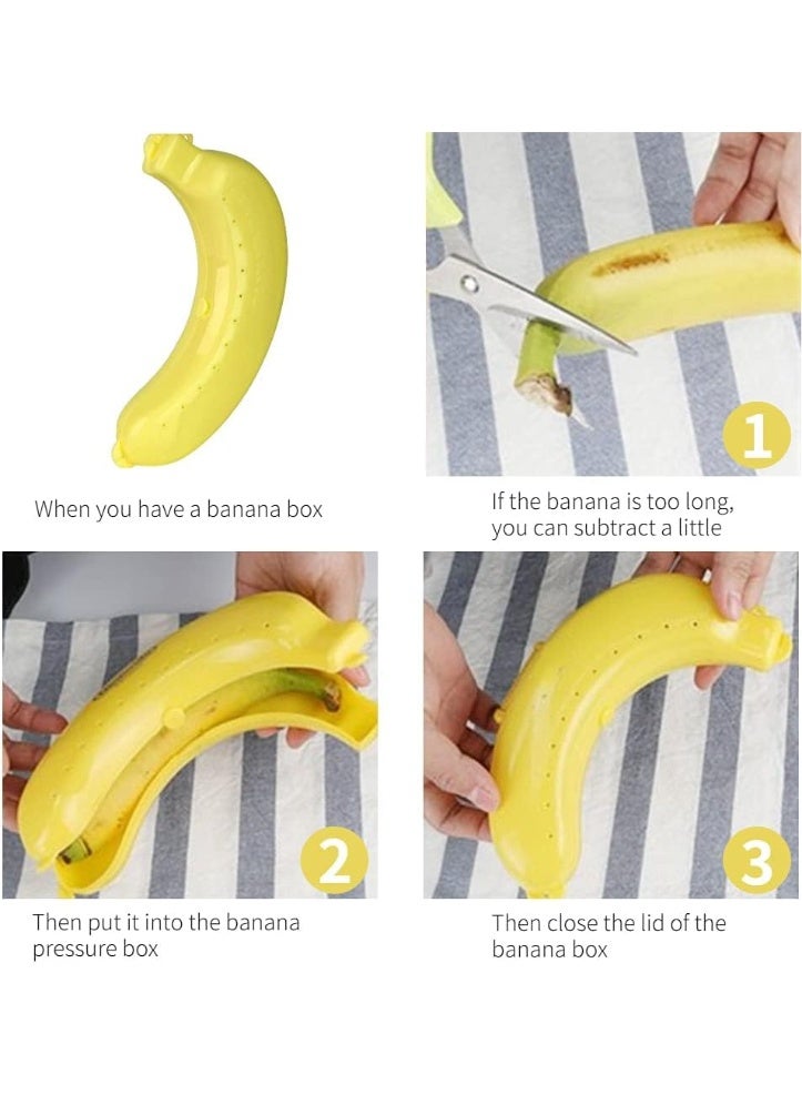 Large banana carrier for outdoor use, BPA-free protective fruit tray, portable banana holder, cute storage box, 4 pieces , yellow (banana carrier) - Image 4