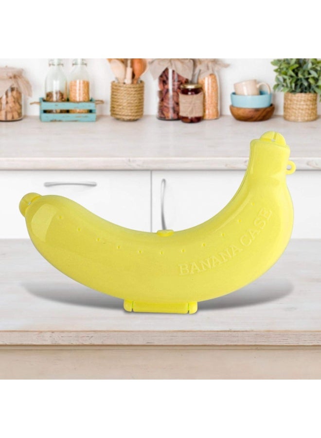 Large banana carrier for outdoor use, BPA-free protective fruit tray, portable banana holder, cute storage box, 4 pieces , yellow (banana carrier) - Image 3