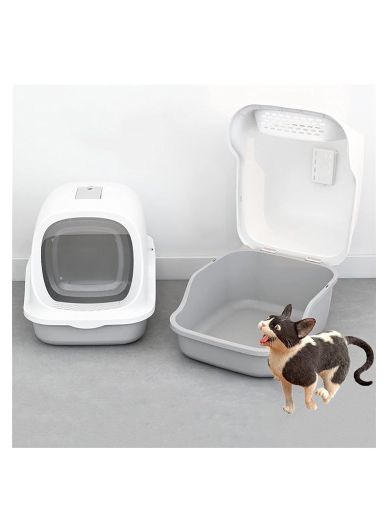 Generic - Cat Litter Box with Lid, Fully Enclosed Splash-Proof and Leak-Proof Urine Litter Box, High Edge and Odorless Cat Litter Box, Easy to Installation and Clean (Blue) - Image 1