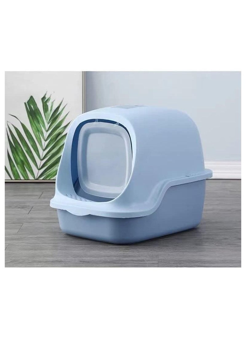 Generic - Cat Litter Box with Lid, Fully Enclosed Splash-Proof and Leak-Proof Urine Litter Box, High Edge and Odorless Cat Litter Box, Easy to Installation and Clean (Blue) - Image 1