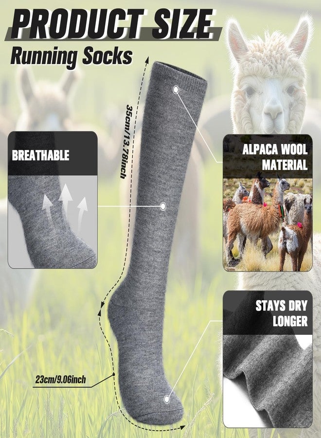 Cutecrop 4 Pairs Alpaca Wool Socks for Women Men Thermal Winter Hunting Socks Moisture Wicking Hiking(10-13,Knee High,Classic Color) - Image 2
