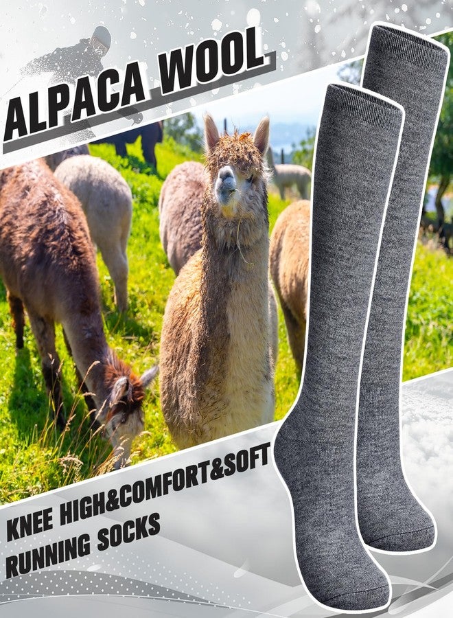 Cutecrop 4 Pairs Alpaca Wool Socks for Women Men Thermal Winter Hunting Socks Moisture Wicking Hiking(10-13,Knee High,Classic Color) - Image 3