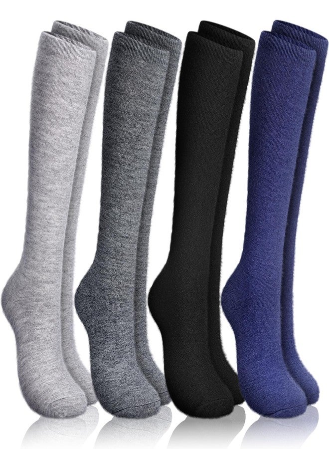 Cutecrop 4 Pairs Alpaca Wool Socks for Women Men Thermal Winter Hunting Socks Moisture Wicking Hiking(10-13,Knee High,Classic Color) - Image 1